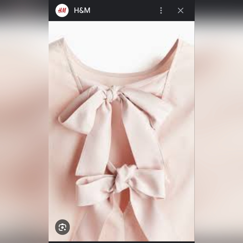 NWT H&M Blush Lyocell Blend Bow-Back Blouse-Sz M - Picture 2 of 4